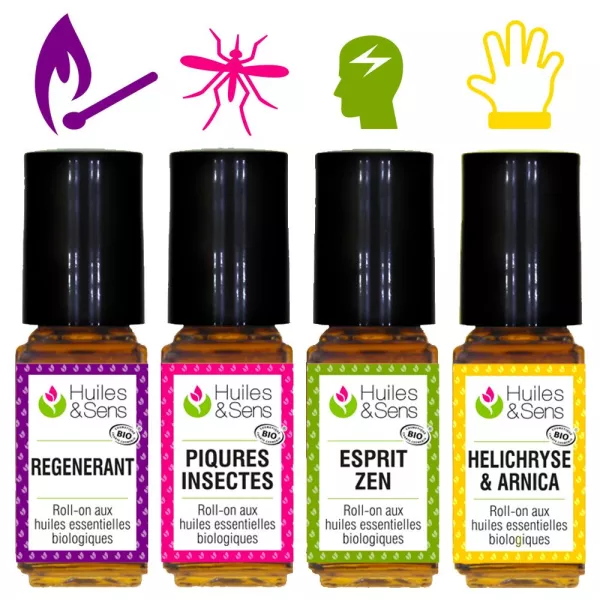 Pack 4 Roll-ons mit ätherischen Ölen